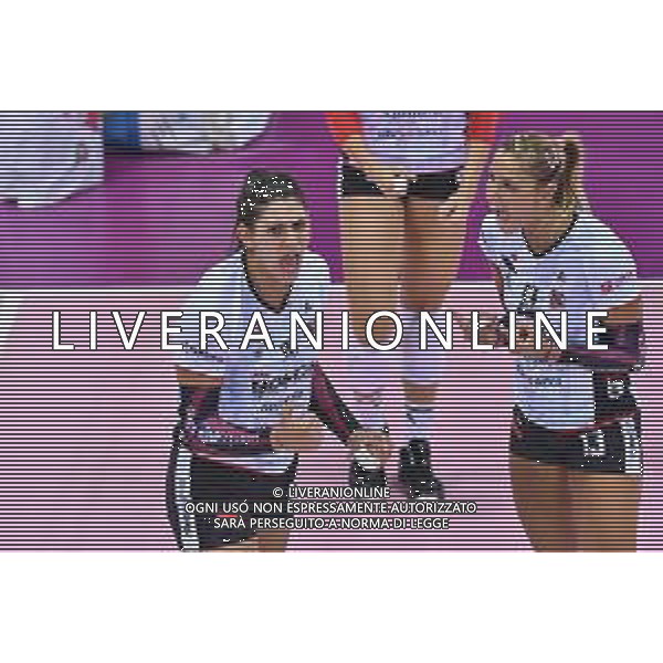 Il Bisonte Firenze vs Bosca S. Bernardo Cuneo - Campionato di Volley Serie A1 Femminile 2020/2021, 20 settembre 2020 Firenze, Italia Nella foto: Esultanza Katerina Zakchaiou (Bosca S. Bernardo Cuneo) e Noemi Signorile (Bosca S. Bernardo Cuneo) @LM/Lisa Guglielmi AG ALDO LIVERANI SAS