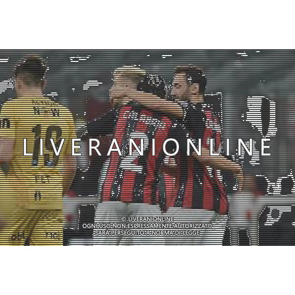esultanza Milan dopo il gol dell\'1 a 1 di Hakan Calhanoglu (Milan) Milan vs Bodo Glimt UEFA Europa League - 3¬∞ turno preliminare Milano 24-09-2020 Stadio Giuseppe Meazza - San Siro foto Roberto Garavaglia - agenzia Aldo Liverani sas / AGENZIA ALDO LIVERANI SAS