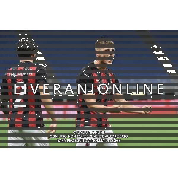 esultanza Lorenzo Colombo (Milan) dopo il gol del 2 a 1 Milan Milan vs Bodo Glimt UEFA Europa League - 3° turno preliminare Milano 24-09-2020 Stadio Giuseppe Meazza - San Siro foto Roberto Garavaglia - agenzia Aldo Liverani sas / AGENZIA ALDO LIVERANI SAS