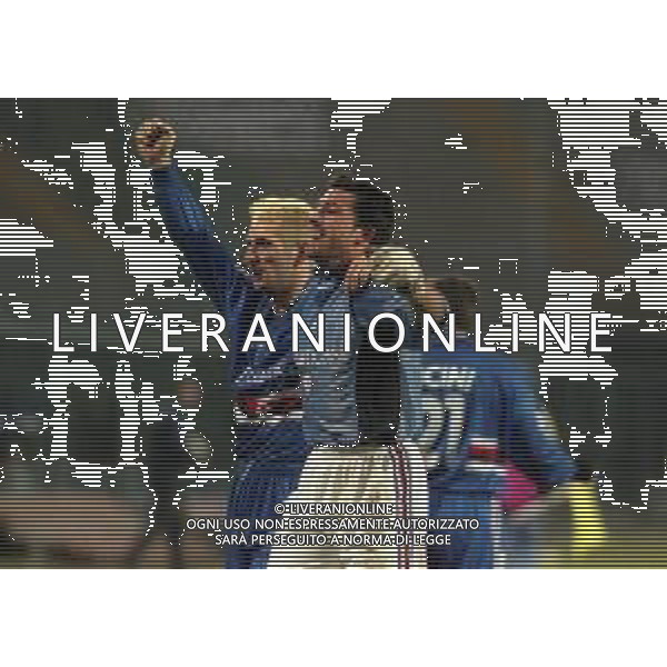 16-01-2000 BERGAMO CAMPIONATO DI CALCIO SERIE B ALZANO VIRESCIT -SAMPDORIA 0-1 NELLA FOTO MATTEO SERENI E MARCELLO CASTELLINI AG ALDO LIVERANI SAS
