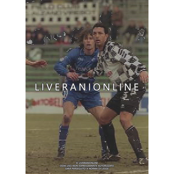16-01-2000 BERGAMO CAMPIONATO DI CALCIO SERIE B ALZANO VIRESCIT -SAMPDORIA 0-1 NELLA FOTO ALESSIO DEL PIANO E FRANCESCO PALMIERI AG ALDO LIVERANI SAS