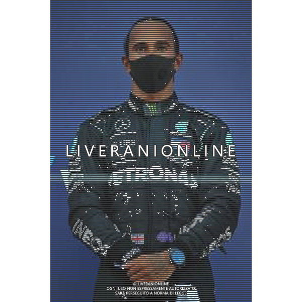 Third placed Lewis Hamilton (GBR) Mercedes AMG F1 on the podium. 27.09.2020. Formula 1 World Championship, Rd 10, Russian Grand Prix, Sochi Autodrom, Sochi, Russia, Race Day. - www.xpbimages.com, EMail: requests@xpbimages.com © Copyright: Batchelor / XPB Images / AGENZIA ALDO LIVERANI SAS - ITALY ONLY EDITORIAL USE ONLY