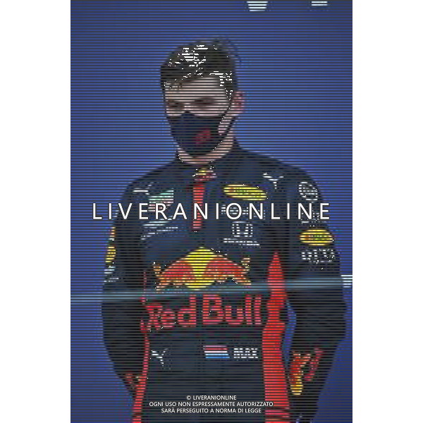 Second placed Max Verstappen (NLD) Red Bull Racing on the podium. 27.09.2020. Formula 1 World Championship, Rd 10, Russian Grand Prix, Sochi Autodrom, Sochi, Russia, Race Day. - www.xpbimages.com, EMail: requests@xpbimages.com © Copyright: Batchelor / XPB Images / AGENZIA ALDO LIVERANI SAS - ITALY ONLY EDITORIAL USE ONLY