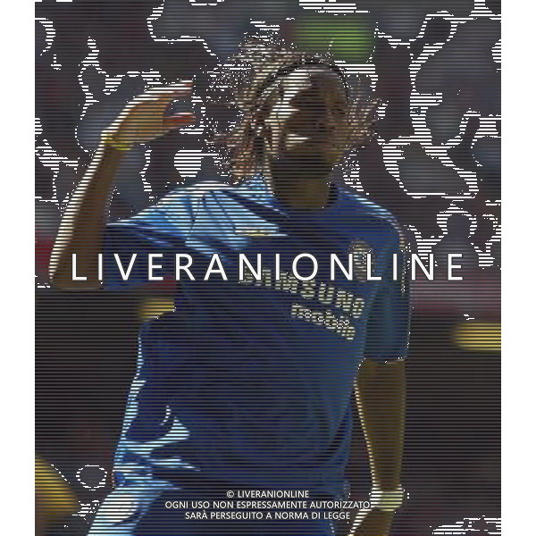 Didier Drogba in the celebration of his second goal-CHELSEA V ARSENAL for the 2005 Communitu Shield at the Millennium Stadium in Cardiff : Date 07/08/05 Picture by Marcello Pozzetti : ©IPS Photo Agency - Adddress:21 Delisle road - London SE28 0JD-