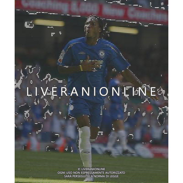 Didier Drogba in the celebration of his second goal-CHELSEA V ARSENAL for the 2005 Communitu Shield at the Millennium Stadium in Cardiff : Date 07/08/05 Picture by Marcello Pozzetti : ©IPS Photo Agency - Adddress:21 Delisle road - London SE28 0JD-