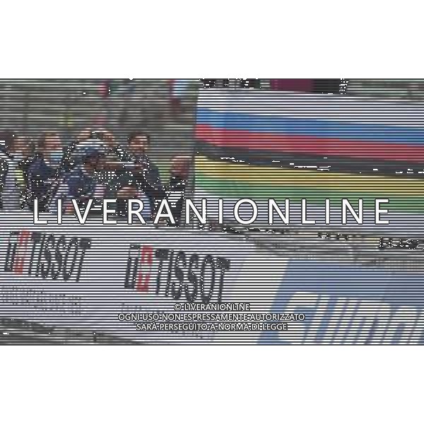 27-09-2020 World Championships Elite; 2020, Deceuninck - Quick Step; Alaphilippe, Julian; Bettini, Paolo; Imola Autodromo; ©SIROTTI / AGENZIA ALDO LIVERANI SAS