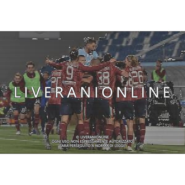 Reggiana vs Pisa - Campionato di Calcio Serie B 2020/2021, 27 settembre 2020 Reggio Emilia, Italia Nella foto: Lesultanza dei giocatori della Reggiana dopo il gol dell\'1-0 @LM/Gabriele Masotti AG ALDO LIVERANI SAS