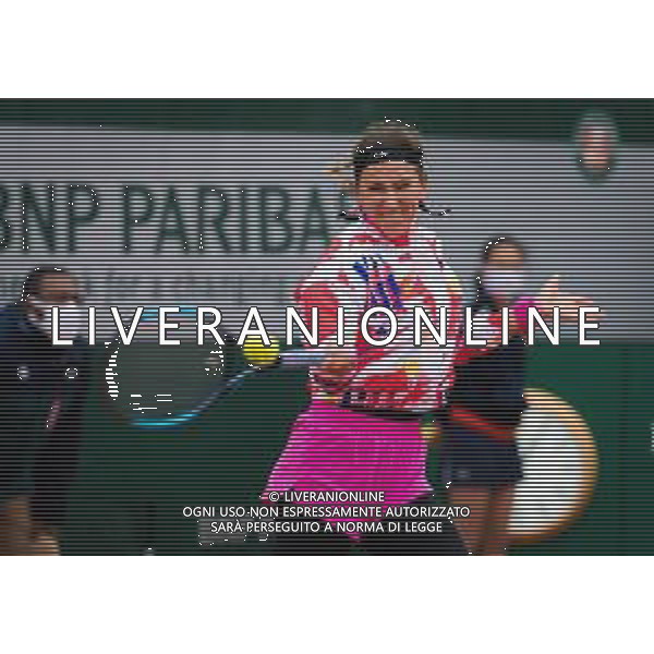 Roland Garros 2020, Grand Slam tennis tournament - Tennis Internationals, 27 September 2020 Roland Garros stadium, paris, france, Italy Photo showing: Victoria Azarenka of Belarus in action against Danka Kovinic of Montenegro @LM/DPPI/DPPI/Rob Prange/AGENZIA ALDO LIVERANI SAS