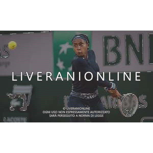 Roland Garros 2020, Grand Slam tennis tournament - Tennis Internationals, 27 September 2020 Roland Garros stadium, paris, france, Italy Photo showing: Cori Gauff of the United States in action against Johanna Konta of Great Britain @LM/DPPI/DPPI/Rob Prange/AGENZIA ALDO LIVERANI SAS