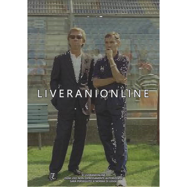 10-09-2000 COMO-CAMPIONATO DI CALCIO SERIE C COMO-LUMEZZANE 0-0 NELLA FOTO LORIS DOMINISSINI ALLENATORE COMO CALCIO CON IL PRESIDENTE DEL COMO CALCIO ENRICO PREZIOSI AG ALDO LIVERANI SAS