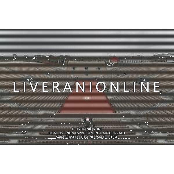 Roland Garros 2020, Grand Slam tournament - Tennis Internationals, 30 September 2020 Roland Garros stadium, paris, france, Italy Photo showing: Illustration of stadium Suzanne Lenglen empty, under water, before the game @LM/DPPI/DPPI/Stephane Allaman/ AGENZIA ALDO LIVERANI SAS