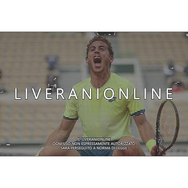Roland Garros 2020, Grand Slam tournament - Tennis Internationals, 01 October 2020 Roland Garros stadium, paris, france, Italy Photo showing: Roberto CARBALLES BAENA (ESP) celebrated his victory @LM/DPPI/DPPI/Stephane Allaman AG ALDO LIVERANI SAS