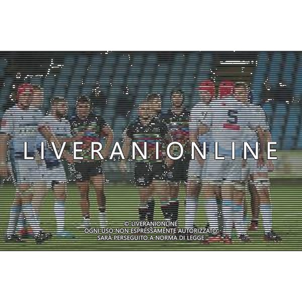 Zebre vs Cardiff Blues - Rugby Guinness Pro 14 2020/2021, 02 October 2020 Sergio Lanfranchi Stadium, parma, Italy Photo showing: Zebre team is ready for the touch @LM/Massimiliano Carnabuci AG ALDO LIVERANI SAS