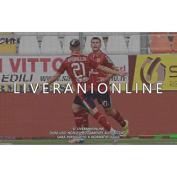 ENTELLA - REGGIANA REGGIO AUDACE CAMPIONATO CALCIO SERIE BKT 03.10.2020 NELLA FOTO ESULTANZA DOPO IL GOL DI SIMONE MAZZOCCHI CON IGOR RADREZZA © AGENZIA ALDO LIVERANI SAS