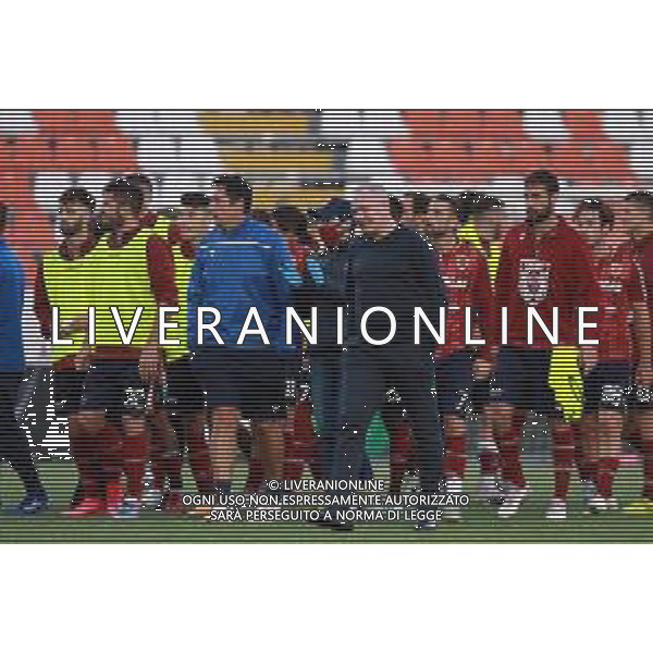 ENTELLA - REGGIANA REGGIO AUDACE CAMPIONATO CALCIO SERIE BKT 03.10.2020 NELLA FOTO ESULTANZA DEI GIOCATORI DELLA REGGIO AUDACE A FINE GARA CON L\'ALLENATORE MASSIMILIANO ALVINI © AGENZIA ALDO LIVERANI SAS