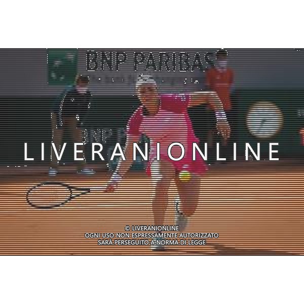 Roland Garros 2020, Grand Slam tournament - Tennis Internationals, 03 October 2020 Roland Garros stadium, paris, france, Italy Photo showing: Ons Jabeur of Tunisia in action against Aryna Sabalenka of Belarus @LM/DPPI/DPPI/Rob Prange AG ALDO LIVERANI SAS