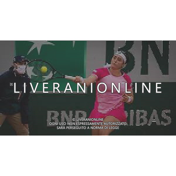 Roland Garros 2020, Grand Slam tournament - Tennis Internationals, 03 October 2020 Roland Garros stadium, paris, france, Italy Photo showing: Ons Jabeur of Tunisia in action against Aryna Sabalenka of Belarus @LM/DPPI/DPPI/Rob Prange AG ALDO LIVERANI SAS