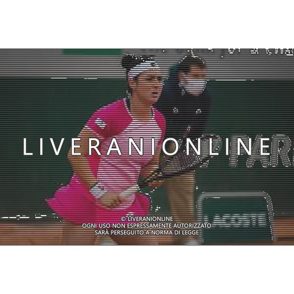 Roland Garros 2020, Grand Slam tournament - Tennis Internationals, 03 October 2020 Roland Garros stadium, paris, france, Italy Photo showing: Ons Jabeur of Tunisia in action against Aryna Sabalenka of Belarus @LM/DPPI/DPPI/Rob Prange AG ALDO LIVERANI SAS