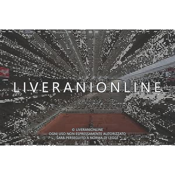 Roland Garros 2020, Grand Slam tournament - Tennis Internationals, 04 October 2020 Roland Garros stadium, paris, france, Italy Photo showing: Ray of sunshine, raindrops illustration with wide view of roof top almost closed of Philippe Chatrier stadium @LM/DPPI/DPPI/Stephane Allaman AG ALDO LIVERANI SAS