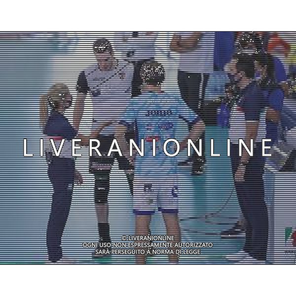 Top Volley Cisterna vs Kioene Padova - Campionato di Volley Superlega Serie A 2020/2021, 04 ottobre 2020 Cisterna di Latina, Italia Nella foto: sorteggio campo inizio partita @LM/Luigi Mariani AG ALDO LIVERANI SAS