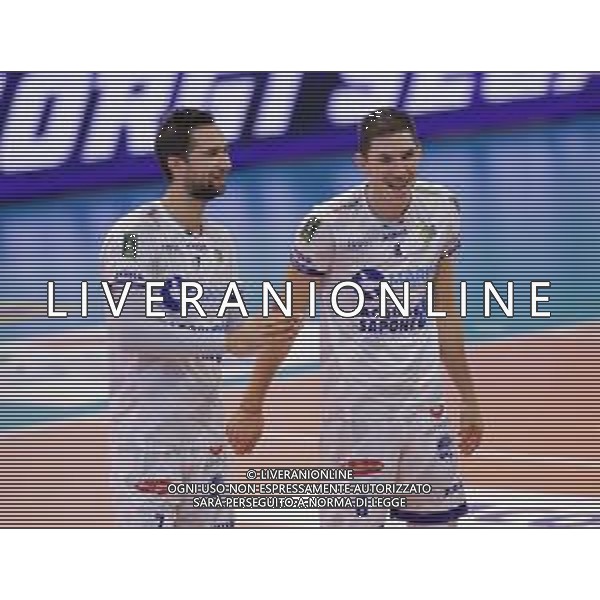 Top Volley Cisterna vs Kioene Padova - Campionato di Volley Superlega Serie A 2020/2021, 04 ottobre 2020 Cisterna di Latina, Italia Nella foto: Kevin Tillie e Georgi Seganov (Top Volley Cisterna) @LM/Luigi Mariani AG ALDO LIVERANI SAS