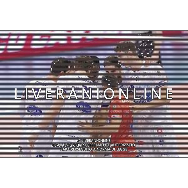 Top Volley Cisterna vs Kioene Padova - Campionato di Volley Superlega Serie A 2020/2021, 04 ottobre 2020 Cisterna di Latina, Italia Nella foto: esultanza Top Volley Latina @LM/Luigi Mariani AG ALDO LIVERANI SAS