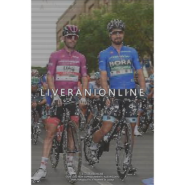 05-10-2020 Giro D\'italia; Tappa 03 Enna - Etna; 2020, Uae - Emirates; 2020, Bora - Hansgrohe; Ulissi, Diego; Sagan, Peter; Enna; ©SIROTTI / AGENZIA ALDO LIVERANI SAS