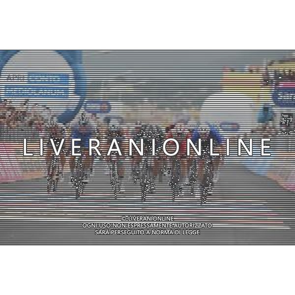 06-10-2020 Giro D\'italia; Tappa 04 Catania - Villafranca Tirrena; 2020, Groupama - Fdj; 2020, Bora - Hansgrohe; 2020, Deceuninck - Quick Step; 2020, Cofidis; Demare, Arnaud; Sagan, Peter; Ballerini, Davide; Viviani, Elia; Villafranca Tirrena; ©SIROTTI / AGENZIA ALDO LIVERANI SAS