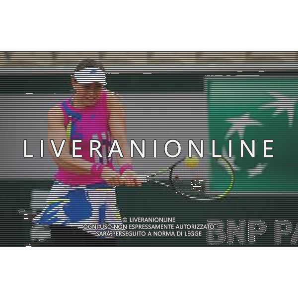 Roland Garros 2020, Grand Slam tournament - Tennis Internationals, 05 October 2020 Roland Garros stadium, paris, france, Italy Photo showing: Paula Badosa of Spain in action against Laura Siegemund of Germany @LM/DPPI/DPPI/Rob Prange