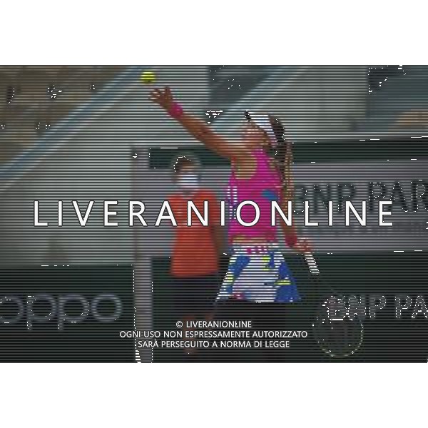 Roland Garros 2020, Grand Slam tournament - Tennis Internationals, 05 October 2020 Roland Garros stadium, paris, france, Italy Photo showing: Paula Badosa of Spain in action against Laura Siegemund of Germany @LM/DPPI/DPPI/Rob Prange