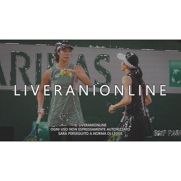 Quarter-final of the Roland Garros 2020, Grand Slam - Tennis Internationals, 07 October 2020 Roland Garros stadium, paris, france, Italy Photo showing: Shuko Aoyama and Ena Shibahara of Japan in action @LM/DPPI/DPPI/Rob Prange AG ALDO LIVERANI SAS