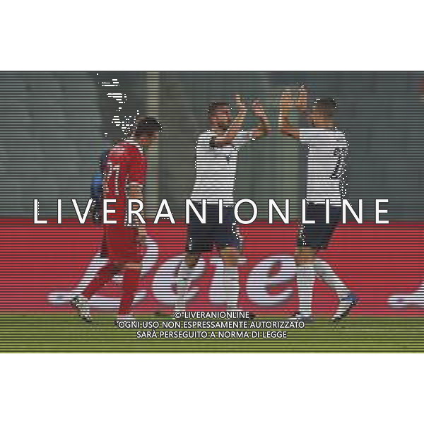 Italia - Moldavia Partita Amichevole del 07/10/2020 nella foto: esultanza Cristante Bryan( Italia) Mancini Gianluca(Italia)dopo il goal ©Claudio Zamagni/Agenzi Aldo Liverani s.a.s. Cristante Bryan( Italia) Mancini Gianluca(Italia) celebrates after scoring a goal during friendly soccer match between Italy and Moldova at Artemio Franchi Stadium on October 07 2020 photo credit by Claudio Zamagni/Aldo Liverani Photo Agency / AGENZIA ALDO LIVERANI SAS