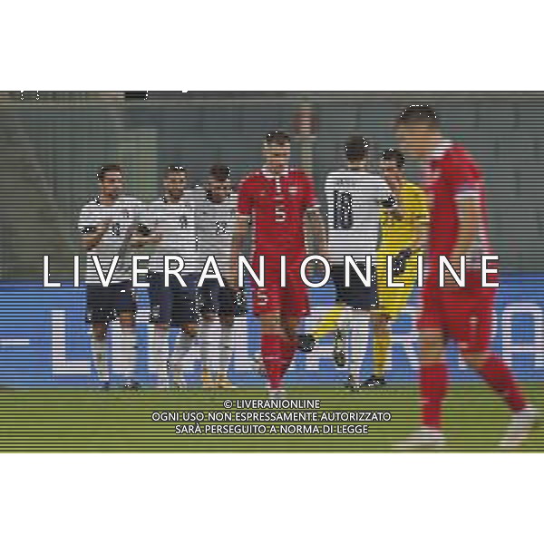 Italia - Moldavia Partita Amichevole del 07/10/2020 nella foto: esultanza italia dopo il goal di francesco caputo ©Claudio Zamagni/Agenzi Aldo Liverani s.a.s. italy celebrates after scoring a goal during friendly soccer match between Italy and Moldova at Artemio Franchi Stadium on October 07 2020 photo credit by Claudio Zamagni/Aldo Liverani Photo Agency / AGENZIA ALDO LIVERANI SAS