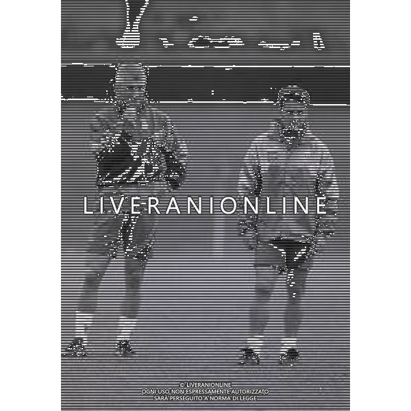 1995 MILANELLO ALLENAMENTO NAZIONALE ITALIANA CALCIO NELLA FOTO ROBERTO BAGGIO E FABRIZIO RAVANELLI AG ALDO LIVERANI SAS