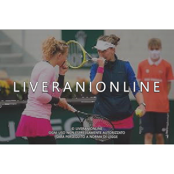 Roland Garros 2020, Grand Slam tournament - Tennis Internationals, 09 October 2020 Roland Garros stadium, paris, france, Italy Photo showing: Katerina Siniakova and Barbora Krejcikova of the Czech Republic in action @LM/DPPI/DPPI/Rob Prange AG ALDO LIVERANI SAS