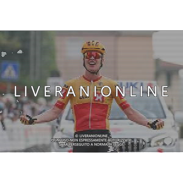 Under 23 Elite - In line race - Road Race San Vito al Tagliamento - Buja - Street Cycling, 10 October 2020 buja, Italy Photo showing: Andreas Leknessund - Uno XPro Cycling Team exulting in Buja for the leadership @LM/Luca Tedeschi / AGENZIA ALDO LIVERANI SAS