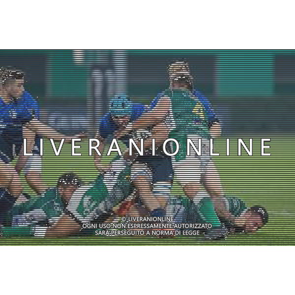Benetton Treviso vs Leinster Rugby - Rugby Guinness Pro 14 2020/2021, 10 October 2020 Monigo Stadium, Treviso, Italy Photo showing: Will Connors (Leinster) takled by Irne Herbst (Treviso) @LM/Ettore Griffoni AG ALDO LIVERANI SAS