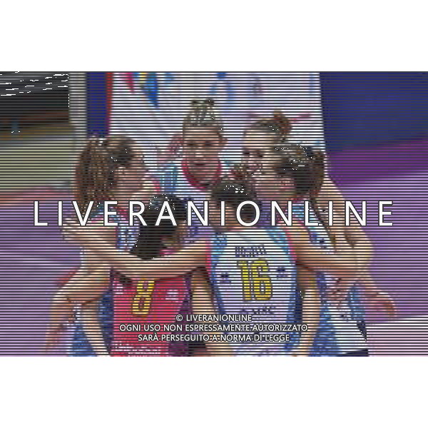 Il Bisonte Firenze vs Savino Del Bene Scandicci - Volleyball Italian Serie A1 Women Championship 2020/2021, 11 October 2020 Florence, Italy Photo showing: Savino Del Bene Scandicci players celebrate @LM/Lisa Guglielmi AG ALDO LIVERANI SAS