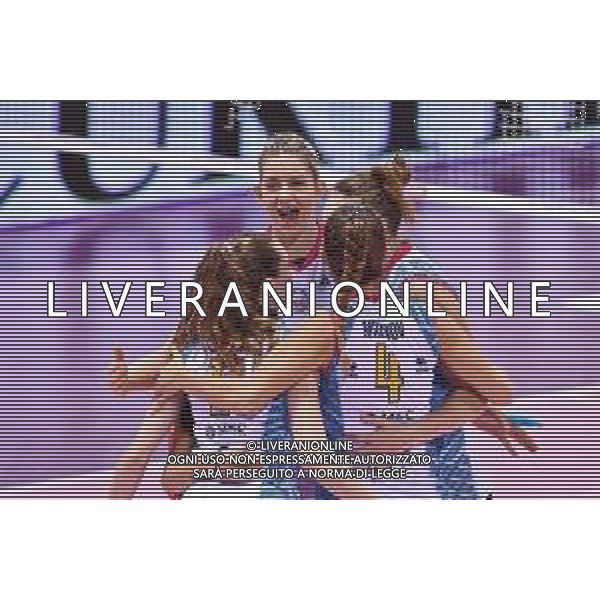 Il Bisonte Firenze vs Savino Del Bene Scandicci - Volleyball Italian Serie A1 Women Championship 2020/2021, 11 October 2020 Florence, Italy Photo showing: Savino Del Bene Scandicci players celebrate @LM/Lisa Guglielmi AG ALDO LIVERANI SAS
