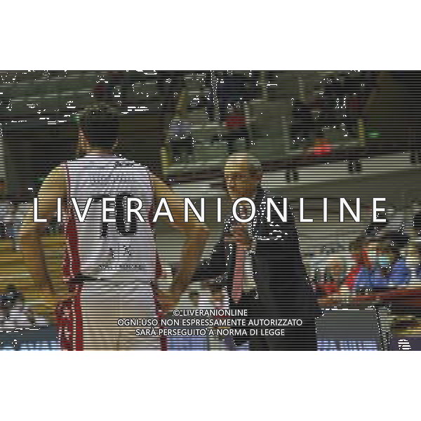 Basket Allianz Pallacanestro Trieste vs A|X Armani Exchange Milano - Campionato di Basket Serie A 2020/2021, 11 ottobre 2020 Trieste, Italia Nella foto: Ettore Messina (A|X Armani Exchange Milano) indicazioni per Gigi Datome @LM/Luca Tedeschi AG ALDO LIVERANI SAS