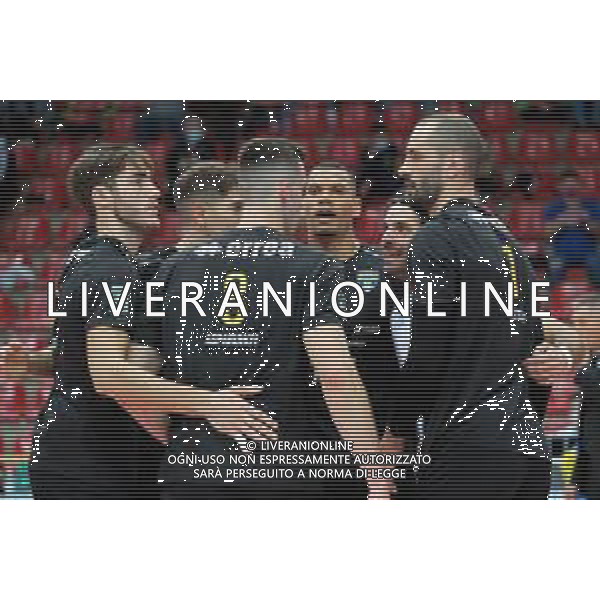 NBV Verona vs Sir Safety Conad Perugia - Campionato di Volley Superlega Serie A 2020/2021, 11 ottobre 2020 Verona, Italia Nella foto: Esultanza NBV Verona. @LM/Roberto Tommasini AG ALDO LIVERANI SAS