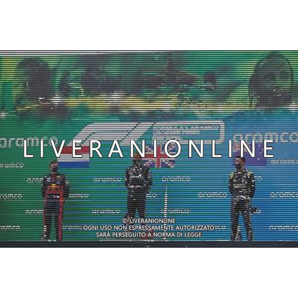 Formula 1 Aramco Grosser Preis Der Eifel 2020, Eifel Grand Prix - Sunday - Formula 1 Championship, 11 October 2020 Nurburgring, nurburg, germany, Italy Photo showing: VERSTAPPEN Max (ned), Aston Martin Red Bull Racing Honda RB16, HAMILTON Lewis (gbr), Mercedes AMG F1 GP W11 Hybrid EQ Power+, Helmet of Michael Schumacher, RICCIARDO Daniel (aus), Renault F1 Team RS20, podium @LM/DPPI/DPPI/Antonin Vincent AG ALDO LIVERANI SAS