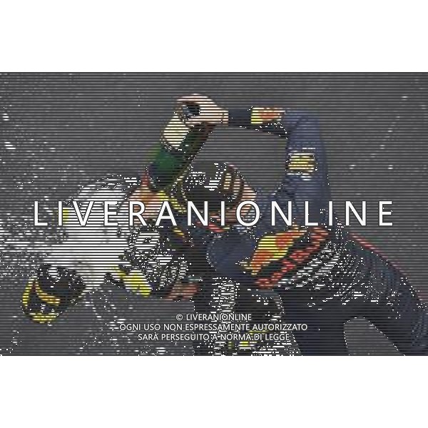 Formula 1 Aramco Grosser Preis Der Eifel 2020, Eifel Grand Prix - Sunday - Formula 1 Championship, 11 October 2020 Nurburgring, nurburg, germany, Italy Photo showing: podium RICCIARDO Daniel (aus), Renault F1 Team RS20, VERSTAPPEN Max (ned), Aston Martin Red Bull Racing Honda RB16, portrait @LM/DPPI/DPPI/Dppi AG ALDO LIVERANI SAS
