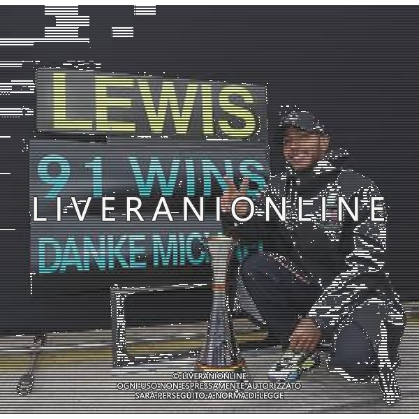 Formula 1 Aramco Grosser Preis Der Eifel 2020, Eifel Grand Prix - Saturday - Formula 1 Championship, 10 October 2020 Nurburgring, nurburg, germany, Italy Photo showing: HAMILTON Lewis (gbr), Mercedes AMG F1 GP W11 Hybrid EQ Power+, portrait celebrating his 91th win in F1, equaling the record of Michael Schumacher @LM/DPPI/DPPI/Dppi AG ALDO LIVERANI SAS