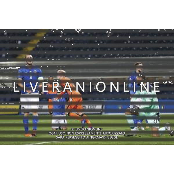 BERGAMO - UEFA Nations League gruppo A - ITALIA VS OLANDA paesi Bassi 14/10/2020 - nella foto: delusione italia per il goal subito ©Claudio Zamagni/Agenzia Aldo Liverani s.a.s. delusion of italy during UEFA Nations League - group A between Italy and Netherlands at Gewiss Stadium on October 13 2020 in Bergamo Italy photo credit by Claudio Zamagni/Aldo Liverani Photo Agency/ AGENZIA ALDO LIVERANI SAS