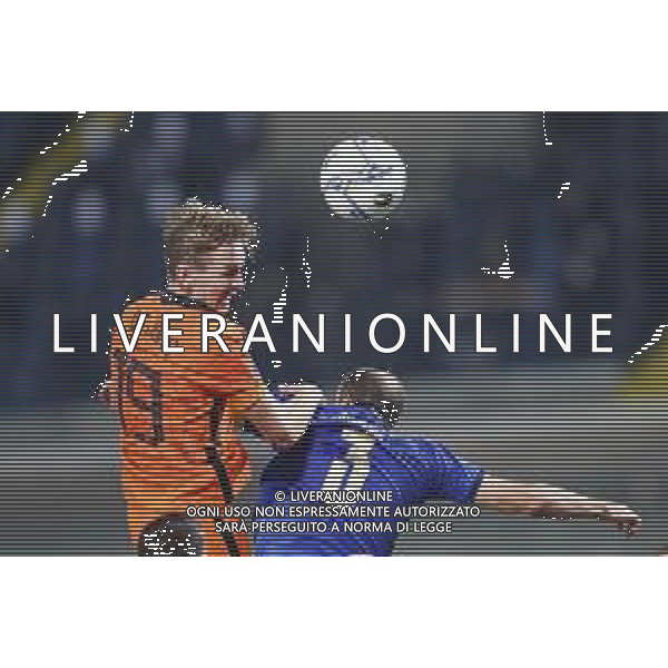 BERGAMO - UEFA Nations League gruppo A - ITALIA VS OLANDA paesi Bassi 14/10/2020 - nella foto: Luuk de Jong(Olanda - Paesi Bassi - Netherlands) Chiellini Giorgio(Italia) ©Claudio Zamagni/Agenzia Aldo Liverani s.a.s. during UEFA Nations League - group A between Italy and Netherlands at Gewiss Stadium on October 13 2020 in Bergamo Italy photo credit by Claudio Zamagni/Aldo Liverani Photo Agency/ AGENZIA ALDO LIVERANI SAS