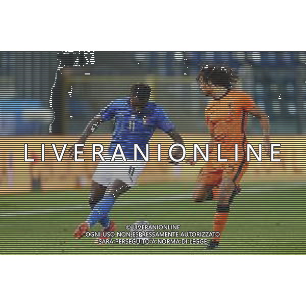 BERGAMO - UEFA Nations League gruppo A - ITALIA VS OLANDA paesi Bassi 14/10/2020 - nella foto: kean moise Nathan Ake\'(Olanda - Paesi Bassi - Netherlands) ©Claudio Zamagni/Agenzia Aldo Liverani s.a.s. during UEFA Nations League - group A between Italy and Netherlands at Gewiss Stadium on October 13 2020 in Bergamo Italy photo credit by Claudio Zamagni/Aldo Liverani Photo Agency/ AGENZIA ALDO LIVERANI SAS