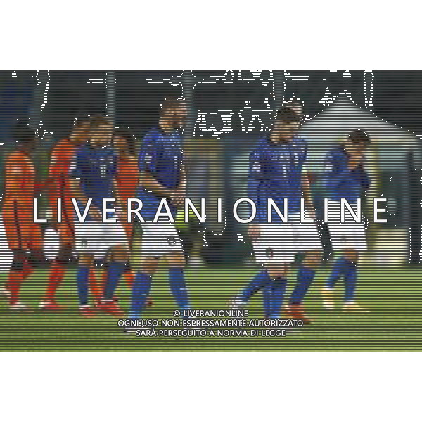 BERGAMO - UEFA Nations League gruppo A - ITALIA VS OLANDA paesi Bassi 14/10/2020 - nella foto: delusione italia fine gara ©Claudio Zamagni/Agenzia Aldo Liverani s.a.s. during UEFA Nations League - group A between Italy and Netherlands at Gewiss Stadium on October 13 2020 in Bergamo Italy photo credit by Claudio Zamagni/Aldo Liverani Photo Agency/ AGENZIA ALDO LIVERANI SAS