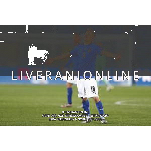 BERGAMO - UEFA Nations League gruppo A - ITALIA VS OLANDA paesi Bassi 14/10/2020 - nella foto: delusione Barella Nicolo’(Italia) ©Claudio Zamagni/Agenzia Aldo Liverani s.a.s. delusion of Barella Nicolo’(Italia) during UEFA Nations League - group A between Italy and Netherlands at Gewiss Stadium on October 13 2020 in Bergamo Italy photo credit by Claudio Zamagni/Aldo Liverani Photo Agency