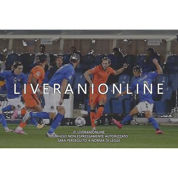 BERGAMO - UEFA Nations League gruppo A - ITALIA VS OLANDA paesi Bassi 14/10/2020 - nella foto: Daley Blind(Olanda - Paesi Bassi - Netherlands)Chiesa Federico(Italia)Bonucci Leonardo(Italia)D\'Ambrosio Danilo(Italia) ©Claudio Zamagni/Agenzia Aldo Liverani s.a.s. Daley Blind(Olanda - Paesi Bassi - Netherlands)Chiesa Federico(Italia)Bonucci Leonardo(Italia)D\'Ambrosio Danilo(Italia) during UEFA Nations League - group A between Italy and Netherlands at Gewiss Stadium on October 13 2020 in Bergamo Italy photo credit by Claudio Zamagni/Aldo Liverani Photo Agency